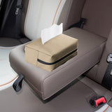Car Tissue Box with Hanging Fixing Strap Car Sun Visor Tissue Holder Beige