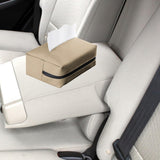 Car Tissue Box with Hanging Fixing Strap Car Sun Visor Tissue Holder Beige