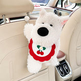 Generic Plushie Dog Car Tissue Holder Cartoon for Long Distance Trip Auto Red Cherry