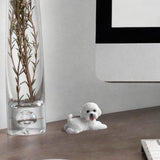Dog Miniature Figurine Mini Animal Statue for Bedroom Shelf Living Room White Lying