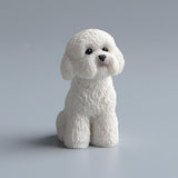 Dog Miniature Figurine Mini Animal Statue for Bedroom Shelf Living Room White Squatting