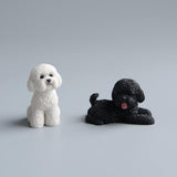 Dog Miniature Figurine Mini Animal Statue for Bedroom Shelf Living Room White Squatting