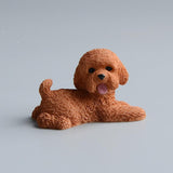 Dog Miniature Figurine Mini Animal Statue for Bedroom Shelf Living Room Brown Lying