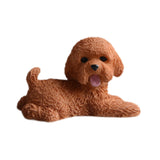 Dog Miniature Figurine Mini Animal Statue for Bedroom Shelf Living Room Brown Lying