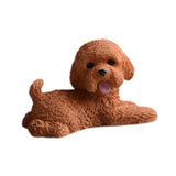 Dog Miniature Figurine Mini Animal Statue for Bedroom Shelf Living Room Brown Lying