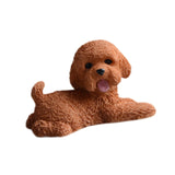 Dog Miniature Figurine Mini Animal Statue for Bedroom Shelf Living Room Brown Lying