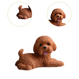 Dog Miniature Figurine Mini Animal Statue for Bedroom Shelf Living Room Brown Lying