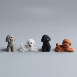Dog Miniature Figurine Mini Animal Statue for Bedroom Shelf Living Room Brown Lying