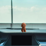Dog Miniature Figurine Mini Animal Statue for Bedroom Shelf Living Room Brown Squatting