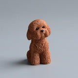 Dog Miniature Figurine Mini Animal Statue for Bedroom Shelf Living Room Brown Squatting