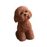 Dog Miniature Figurine Mini Animal Statue for Bedroom Shelf Living Room Brown Squatting