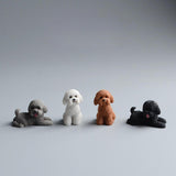 Dog Miniature Figurine Mini Animal Statue for Bedroom Shelf Living Room Brown Squatting