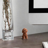Dog Miniature Figurine Mini Animal Statue for Bedroom Shelf Living Room Brown Squatting