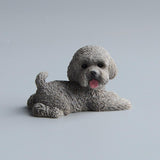 Dog Miniature Figurine Mini Animal Statue for Bedroom Shelf Living Room Gray Lying