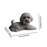 Dog Miniature Figurine Mini Animal Statue for Bedroom Shelf Living Room Gray Lying