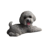 Dog Miniature Figurine Mini Animal Statue for Bedroom Shelf Living Room Gray Lying