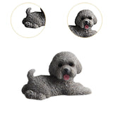 Dog Miniature Figurine Mini Animal Statue for Bedroom Shelf Living Room Gray Lying