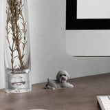 Dog Miniature Figurine Mini Animal Statue for Bedroom Shelf Living Room Gray Lying