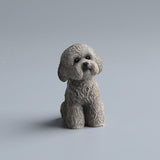 Dog Miniature Figurine Mini Animal Statue for Bedroom Shelf Living Room Gray Squatting