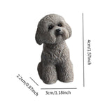Dog Miniature Figurine Mini Animal Statue for Bedroom Shelf Living Room Gray Squatting