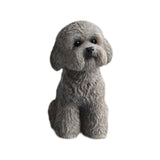 Dog Miniature Figurine Mini Animal Statue for Bedroom Shelf Living Room Gray Squatting