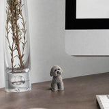 Dog Miniature Figurine Mini Animal Statue for Bedroom Shelf Living Room Gray Squatting