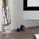 Dog Miniature Figurine Mini Animal Statue for Bedroom Shelf Living Room Black Lying