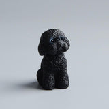 Dog Miniature Figurine Mini Animal Statue for Bedroom Shelf Living Room Black Squatting