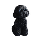 Dog Miniature Figurine Mini Animal Statue for Bedroom Shelf Living Room Black Squatting