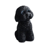 Dog Miniature Figurine Mini Animal Statue for Bedroom Shelf Living Room Black Squatting