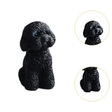 Dog Miniature Figurine Mini Animal Statue for Bedroom Shelf Living Room Black Squatting
