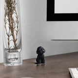 Dog Miniature Figurine Mini Animal Statue for Bedroom Shelf Living Room Black Squatting