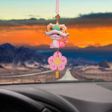 Year of The Snake Car Ornament 2025 Chinese Lunar New Year Hanging Ornament Pink Flower