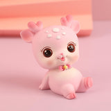 Mini Deer Statue Cute Cartoon Animal Sculpture for Office Cabinet Shelf Style C