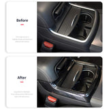 Water Cup Holder Frame Trim Cover Decor Replacement for Dodge 2016-2021 Black Carbon Fiber