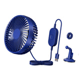 Maxbell USB Car Fan Compact Rotatable Air Circulation Fan for Vehicle Van Truck Blue