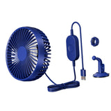 Maxbell USB Car Fan Compact Rotatable Air Circulation Fan for Vehicle Van Truck Blue