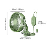 Maxbell USB Car Fan Compact Rotatable Air Circulation Fan for Vehicle Van Truck Green