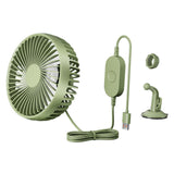Maxbell USB Car Fan Compact Rotatable Air Circulation Fan for Vehicle Van Truck Green