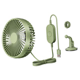 Maxbell USB Car Fan Compact Rotatable Air Circulation Fan for Vehicle Van Truck Green