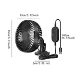 Maxbell USB Car Fan Compact Rotatable Air Circulation Fan for Vehicle Van Truck Black