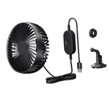 Maxbell USB Car Fan Compact Rotatable Air Circulation Fan for Vehicle Van Truck Black
