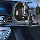 Maxbell USB Car Fan Compact Rotatable Air Circulation Fan for Vehicle Van Truck Black