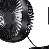 Maxbell USB Car Fan Compact Rotatable Air Circulation Fan for Vehicle Van Truck Black