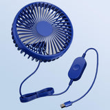 Maxbell USB Car Fan Backseat Portable Headrest Mount 12V 24V for Truck Home Van Blue