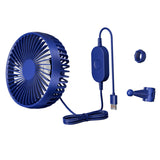 Maxbell USB Car Fan Backseat Portable Headrest Mount 12V 24V for Truck Home Van Blue