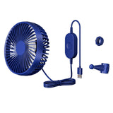 Maxbell USB Car Fan Backseat Portable Headrest Mount 12V 24V for Truck Home Van Blue