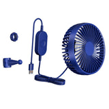 Maxbell USB Car Fan Backseat Portable Headrest Mount 12V 24V for Truck Home Van Blue