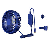 Maxbell USB Car Fan Backseat Portable Headrest Mount 12V 24V for Truck Home Van Blue