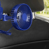 Maxbell USB Car Fan Backseat Portable Headrest Mount 12V 24V for Truck Home Van Blue